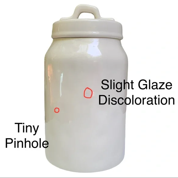 Rae Dunn FETCH Canister Dog Treat Jar White Black Letters Dimples NWT 2017 OG - Picture 12 of 16